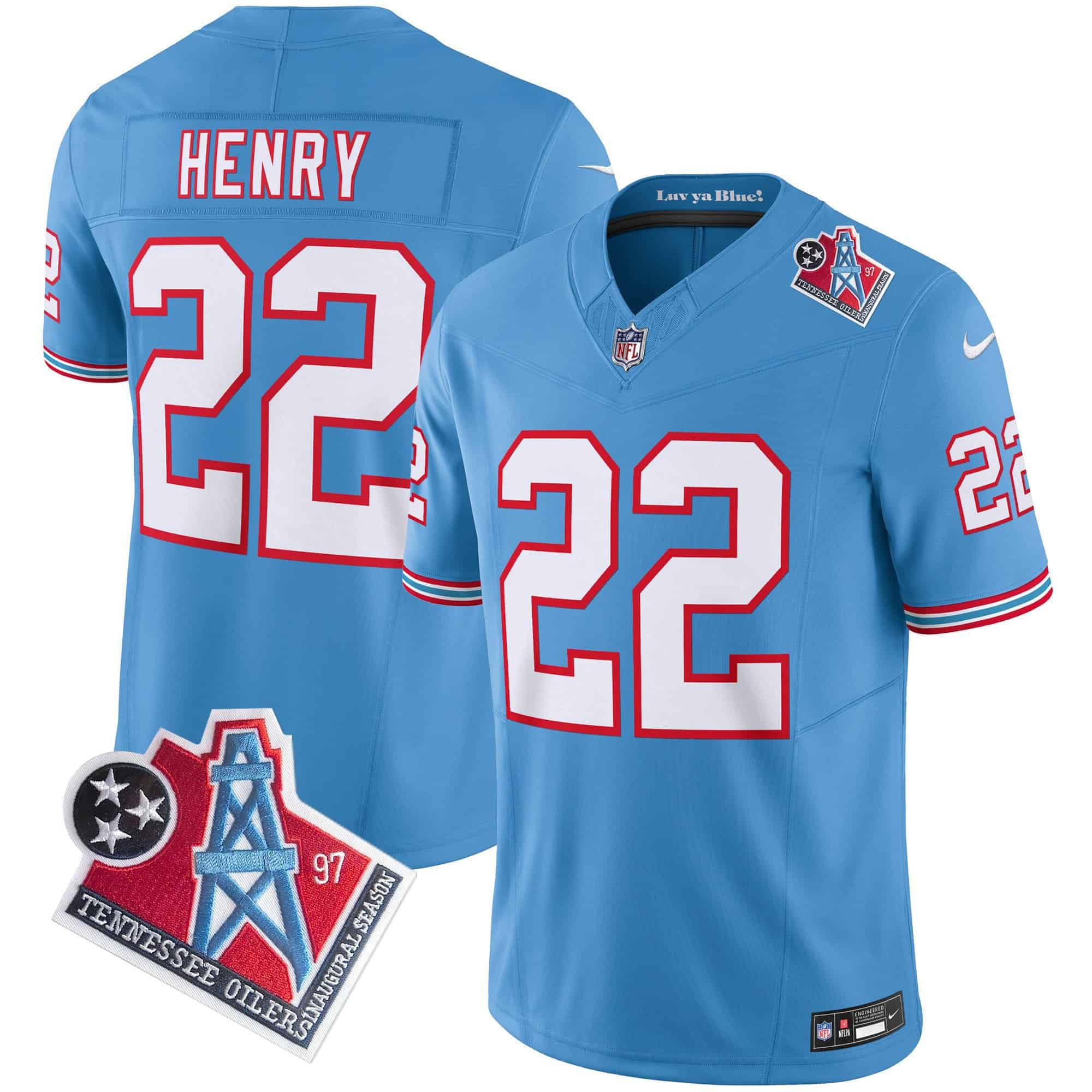 Men Tennessee Titans #22 Henry Light Blue 1997 Throwback 2024 Nike Limited Vapor NFL Jersey